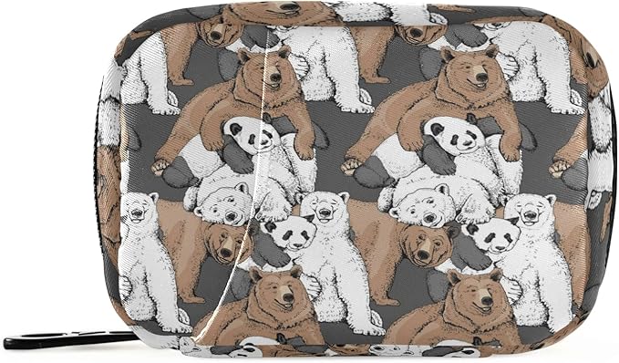 Bear Panda Pill Box 7 Day Pill Case Travel Pill Organizer Bag with Zipper Portable Weekly Case Bag Compact Size for Vitamin Supplement Holder