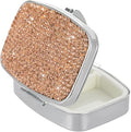 Pocket Pharmacy Bling 2 Compartment Medicine Organizer Small Cute Pill Container Travel Pill Box Case for Purse Square Vitamin Holder for Pocket(Peach)