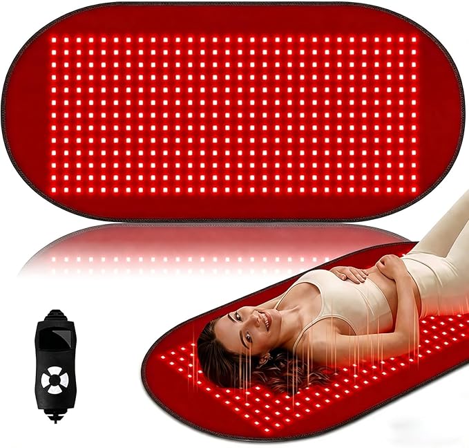 Novalume XL Full Body Red Light Therapy Mat 360 LEDs, Extra Large 39.4'' x 23.6'' Red Therapy Blanket Pad with Heat, 660nm 850nm Light Therapy for Post-Workout Relaxation, Bed Back Waist Use