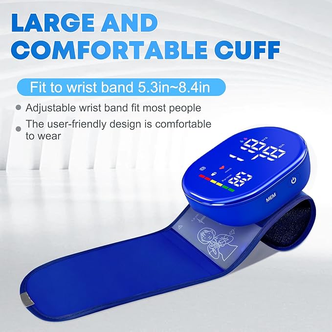 Rechargeable Wrist Blood Pressure Monitor for Home Use, Automatic BP Machine with LED Display, Dual Users ×120 Memory, One-Button Operation & Adjustable Cuff, Portable Carrying Case Included