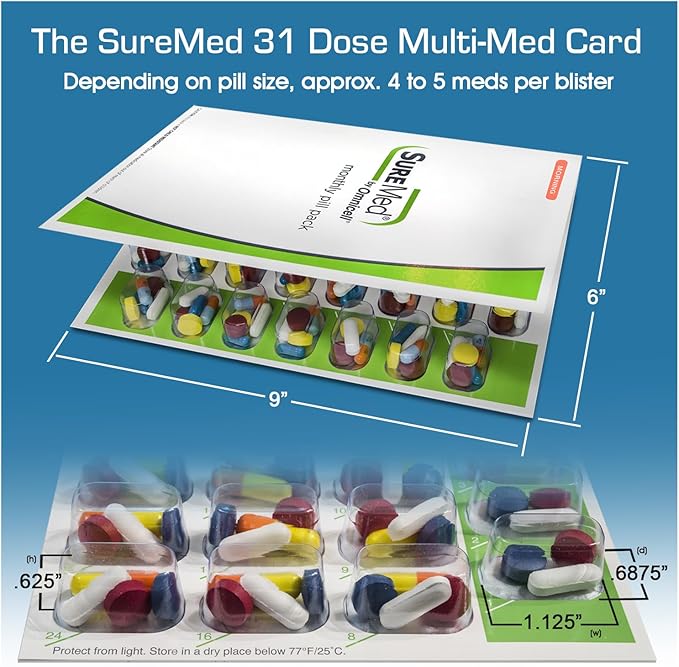SureMed 31-Day Multi-Med Disposable Blister Card Refill with 26 Cards & 26 Blisters