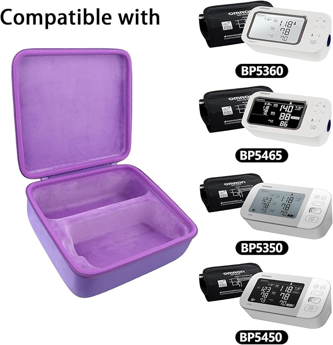 co2CREA Hard Case Replacement for OMRON Platinum BP5450 / Platinum BP5465 / OMRON Gold BP5350 / Gold BP5360 Upper Arm Blood Pressure Monitor, Purple