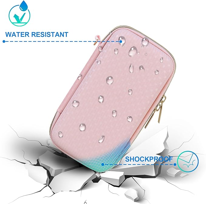 BOVKE Diabetic Supplies Travel Case, Storage Carrying Bag for Diabetes Testing Kit, Blood Glucose Monitor Meters, Test Strips, Medication, Lancets, Needles, Syringes and Diabetic Supplies, Pink Star