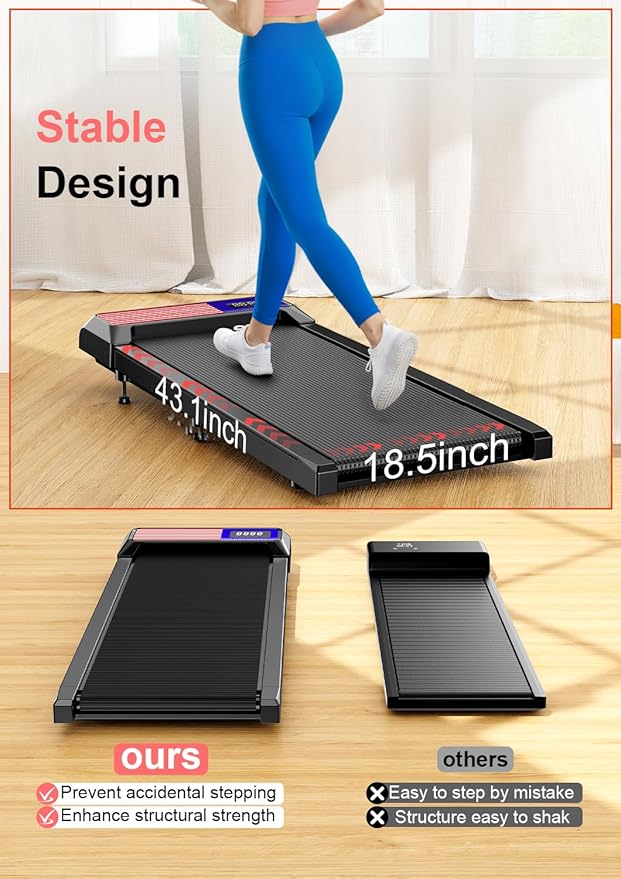 2.5HP Walking Mat with Incline pad,Under Desk Treadmill, Walking Running Pad with Remote, 3 in 1 Low Noise Small Mini Portable Treadmill with Led Screen, Compact Treadmills for Home, 265lbs Capacity