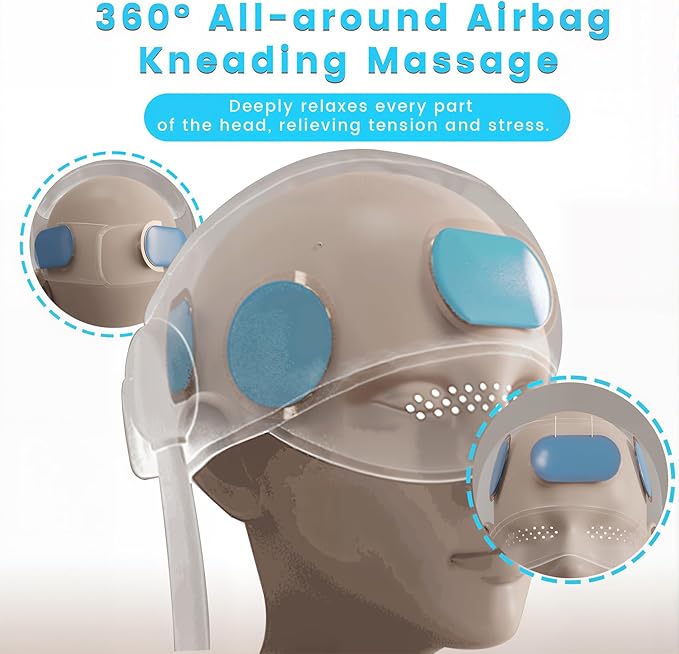 Hooded Head Massager & Eye Relaxation Device with Heat, Rechargeable Scalp Massager for Stress Relief and Comfort, Ideal for Relaxation