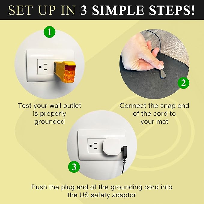Grounding Mat for Feet (13x29in) – Earth Connected Wellness for Pain Relief, Muscle Tension & Relaxation – Travel Size Grounding Pad with Outlet Tester by Earth and Moon