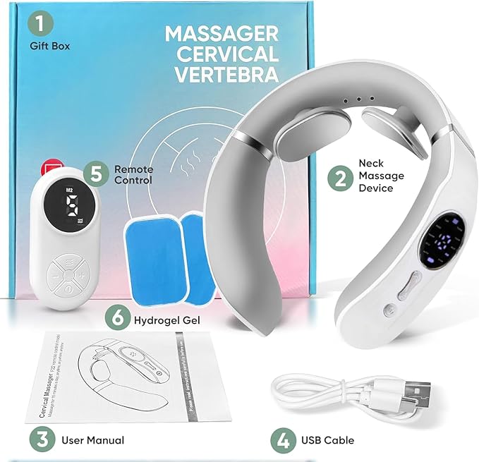 Neck Massager, Intelligent Cordless Portable-Multifunctional for Cervical Neck and Shoulder Relaxation at Home, Office, Travel