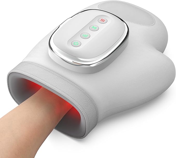 【Christmas Gift】Hand Massager with Heat & Compression – Relief for Arthritis, Carpal Tunnel, & Muscle Tension – 3 Massage Modes, 5 Compression Levels, & Adjustable Temperature – Gift for Women, Men