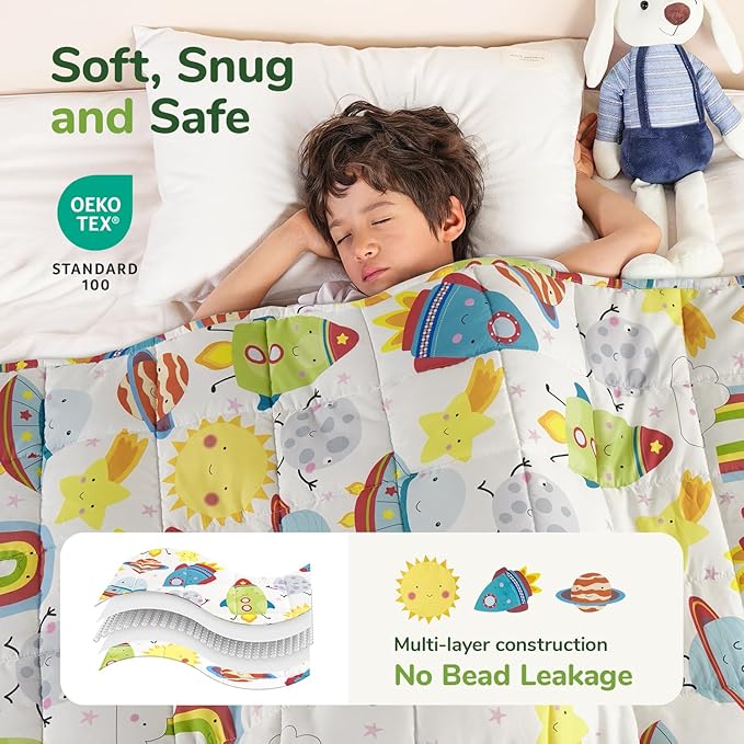 Sivio Weighted Blanket 3lbs, White Small Cooling Heavy Blankets, Washable Breathable Throw Blanket for Sleep, 36"x48"-3lb,Rocket