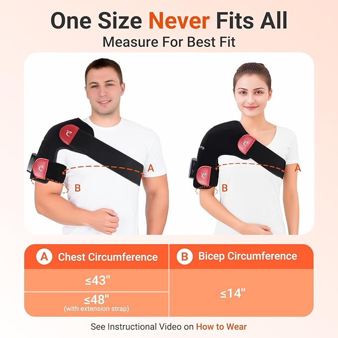 Comfytemp Cordless Red Light Therapy for Shoulder, 94 LEDs Wearable Near Infrared Light Wrap, 3D Portable Flexible Wrap with Timer, 660nm & 850nm (No Massage,One Size)