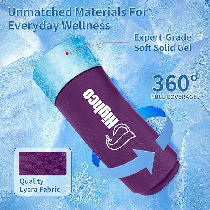 Pack of 1,Elbow Gel Ice Packs Freeze Sleeve for Injury Hot & Cold Compression,360° Coverage Ice Knee Sleeve Cold Wrap for Sprains, Arthritis, Elbow Pain, Tendonitis(Dark Purple, S)