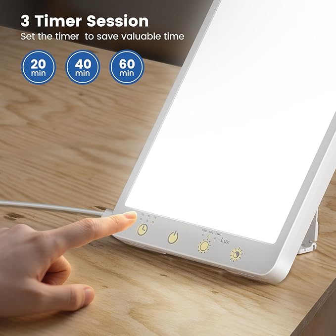 Light Therapy Lamp - 10000 Lux Therapy Light, 3 Color Temperature & Wall Mount with Memory Function, Touch Control Portable Daylight Therapy Lamp with Adjustable Brightness for Home & Office.
