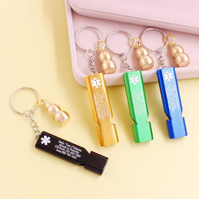Heart Condition Brass Gourd Pill Storage Case Keychain with Red Whistle – Durable Waterproof Medical Alert Pill Container for Fitness, Travel, and Outdoor Safety
