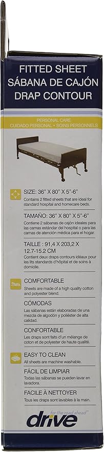 Drive Medical 15030HBL Hospital Bed Sheet Set, White (Pack of 2)