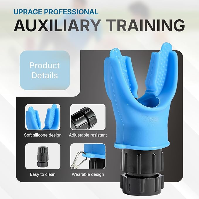 Portable Compact Lung Trainer Exercise Device with High Grade Silicone, Breathing Exercise Device for Lungs, Portable Muscle Trainer, Easy to Clean, Neck Strap Included, (Blue-1)