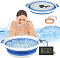 Facial Ice Bath Kit - Foldable Ice Bowl with Reusable Cubes for Cold Plunge (Blue)
