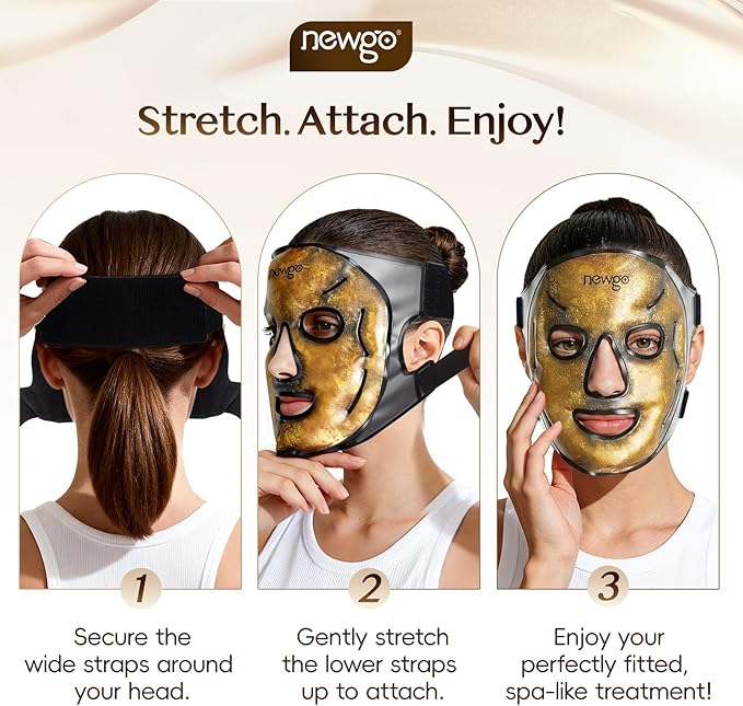 NEWGO Cooling Gel Ice Face Mask – Hot & Cold Therapy for Puffy Face, Dark Circles, Migraine Relief, Adjustable 3D Fit Facial Ice & Heat Mask for Stress, Headache, Post Laser, Skin Care