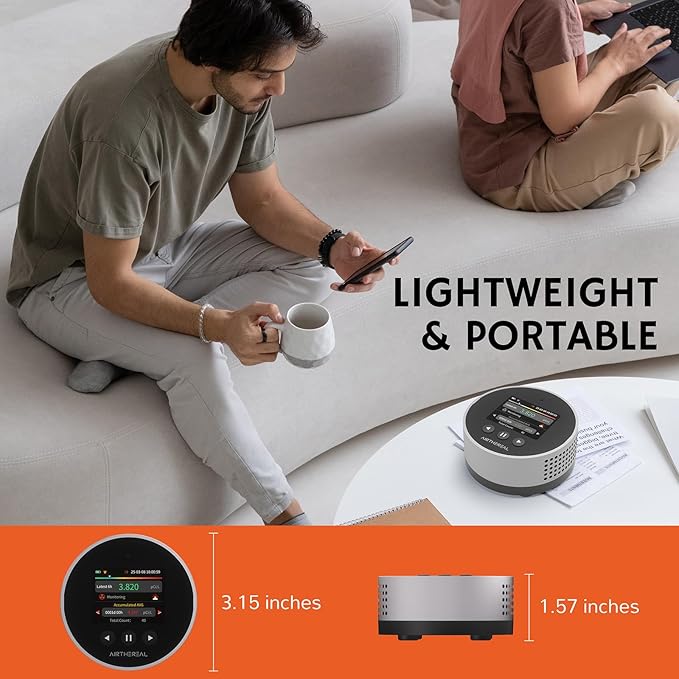 Airthereal Portable Radon Detector for Home – 504-Day Data Storage for Long Term Monitoring, LCD Color Display, Fast 6H Results, Long Battery Life, Audible & Visual Alarm - Upgraded 2025 Version
