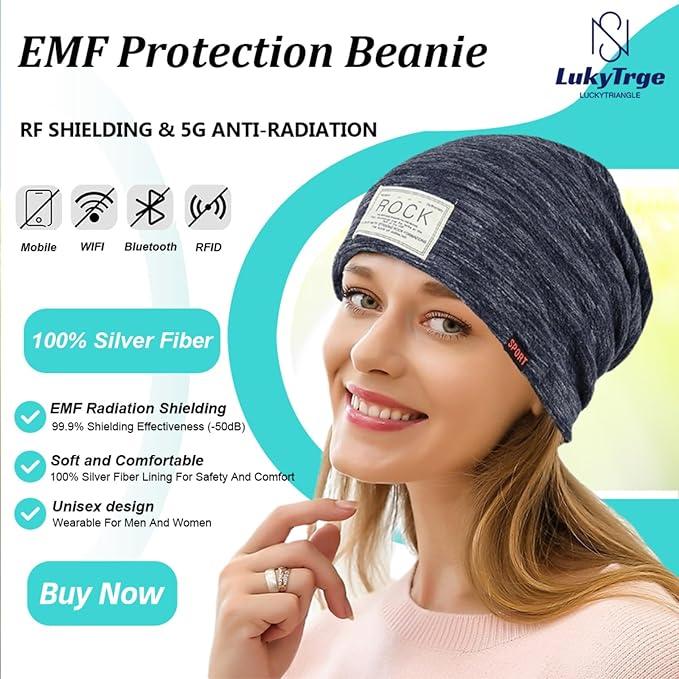 EMF Protection Beanies Cap, Unisex Faraday Hat, Microwave Radiation Blocking Stretch Cap (Color : D, Size : One Size)