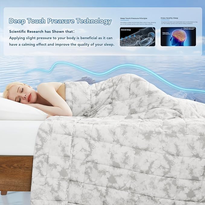 Topcee Weighted Blanket for Adults (15 lbs, 48" x 72") Twin Size Soft Cooling Heavy Blanket Sleeping, Apply to 130-160 lbs Body, Thick Breathable Blanket with Glass Bead, Easy Care