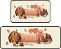 Dachshund Kitchen Rugs 2 Piece Set for Dog Floor Mat, Non Skid Washable Absorbent Microfiber Dachshund Kitchen Mat for in Front of Sink for Standing for Home Dog Kitchen Decor 17"X30"+17"X47"