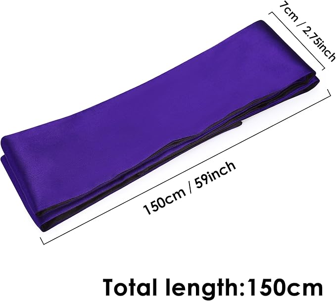 FRESHME Satin Eye Mask - Breathable Sleep Mask Adjustable Soft Eye Cover Blindfold for Yoga Valentine's Day Gift Travel Nap Night Sleep Eye Mask for Women Men Side Sleeper Black and Purple 160cm/63in