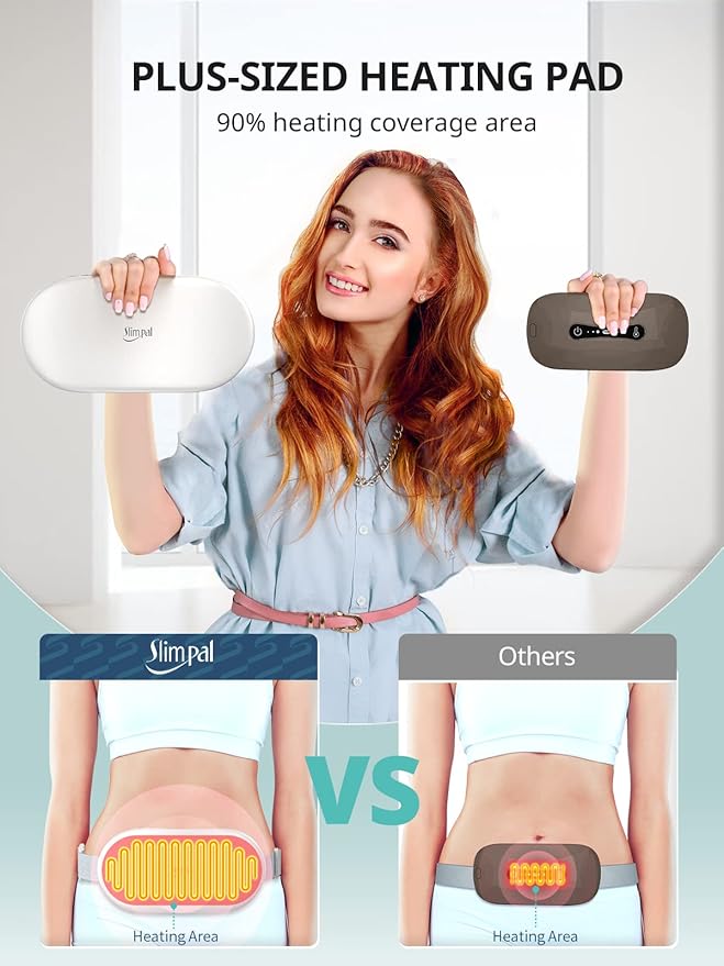 Slimpal Heating Pad for Period Cramps, Plus-Sized Portable Electric Heating Pad, Menstrual Cordless Heat Belt Back, Belly, Waist Pain Relief, Long-Lasting Battery, Beige