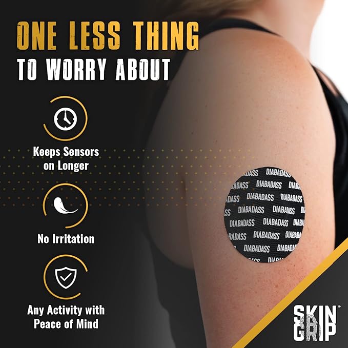 Skin Grip Freestyle Libre 2 Sensor Covers & Lingo CGM – Waterproof and Sweatproof Adhesive for 10-15 Days, Pre-Cut Medical Tape, Continuous Glucose Monitor Patch – 20 Pack, Fearless Pack
