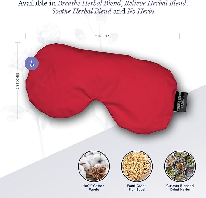 Mother Earth Pillows Sinus Flax Pillow for Natural Relief (Red - Relieve Herbal Blend)