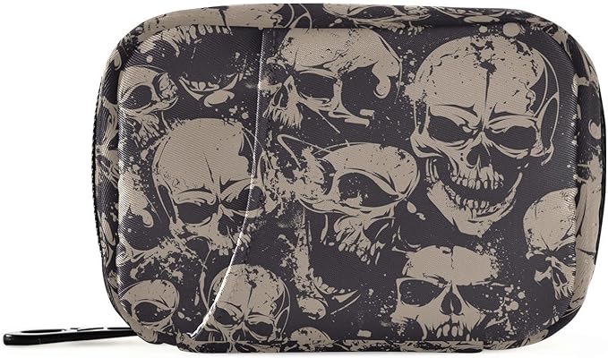 Skull Pill Box 7 Day Pill Case Travel Pill Organizer Bag Container for Medicine with Zipper Portable Weekly Case Compact Size for Medicine, Vitamin, Supplement