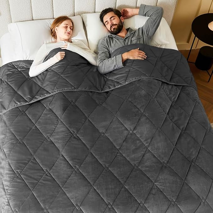 L'AGRATY King Size Weighted Blanket for Adults 25lbs, 88"x104" — Cooling Breathable Heavy Blanket with Glass Beads for Sleeping Perfect for Hot Sleepers & Couples Machine Washable All-Season Grey