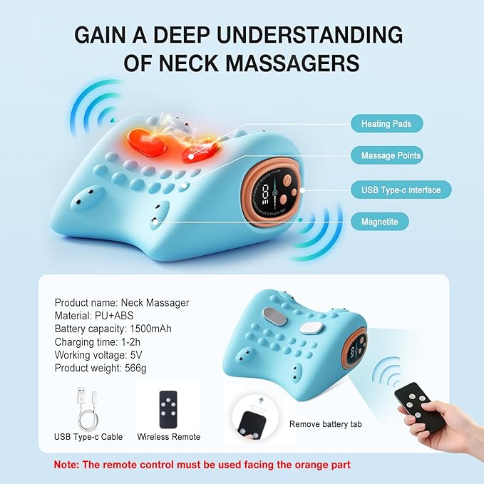 2026 New Upgrade Neck Massager, 3-in-1 Heat, Pulse & Vibration Modes, Ergonomic Electric Neck and Shoulder Massager, for Pain Relief & Relaxation at Home, Office, Travel