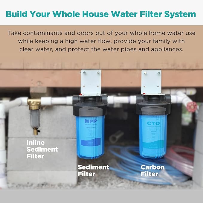 SimPure Whole House Water Filter Cartridges 5 Micron 10" x 4.5" CTO Activated Carbon Block, For DB10P, DB10C-2, GE GXWH40L, GXWH35F, BB10, FXHTC, FC15B, 6 Pack