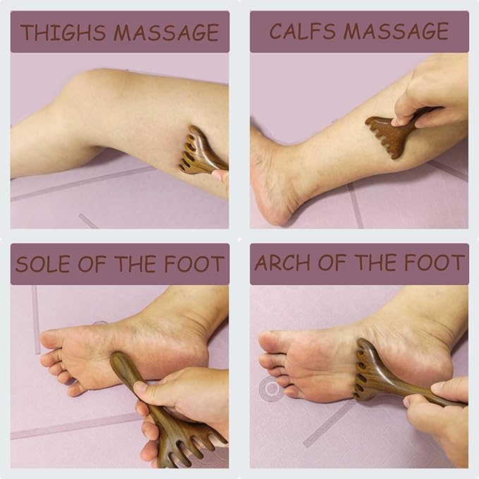 Wooden Scalp Massager, Foot Massage Tool, Scalp Massager Hair Growth - Sandalwood