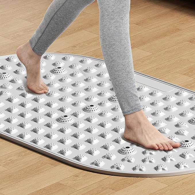 Silicone Reflexology Foot Massage Mat with Magnetic Therapy, Acupressure Meridian Stimulation Pad, Soft Gel TPE Material, 29.6x17.7 Inches, Gray