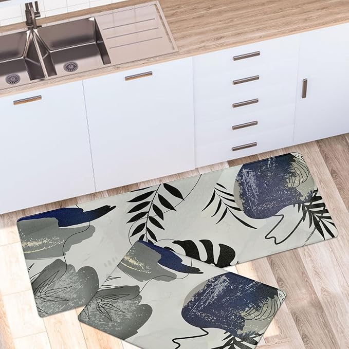 Homcomoda Kitchen Rugs and Mats Non Skid Anti Fatigue Kitchen Mats for Floor 2 Piece Boho Cushioned Kitchen Rugs Waterproof Comfort Standing Mat for Kitchen Sink Office Laundry