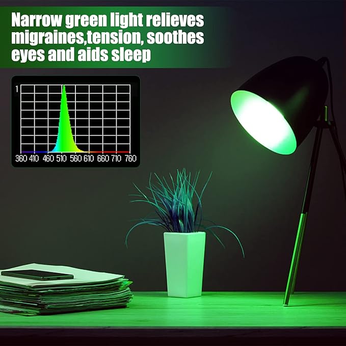 Neporal Migraine Relief LED Light Bulb, Full Spectrum Light with 520nm Narrow Band, Non-Drug Support for Headache, Anxiety, Tension Relief, 9W 60 Watt Equivalent, E26/E27, 3PK