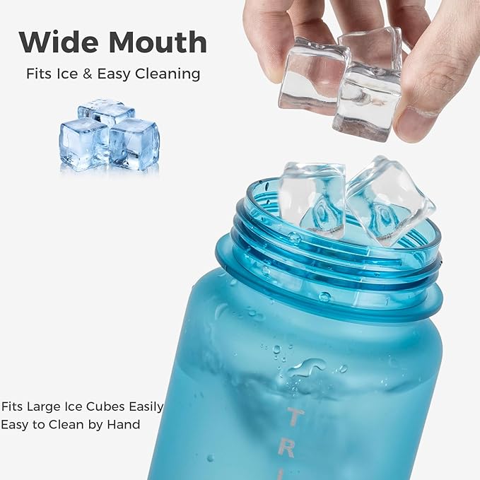 32oz Water Bottle with Chug Lid, Frosted & Clear Tritan BPA-Free, Leakproof, Wide Mouth, Portable Sports Water Bottle for Gym, Office, Travel, Outdoor (Dark Teal)