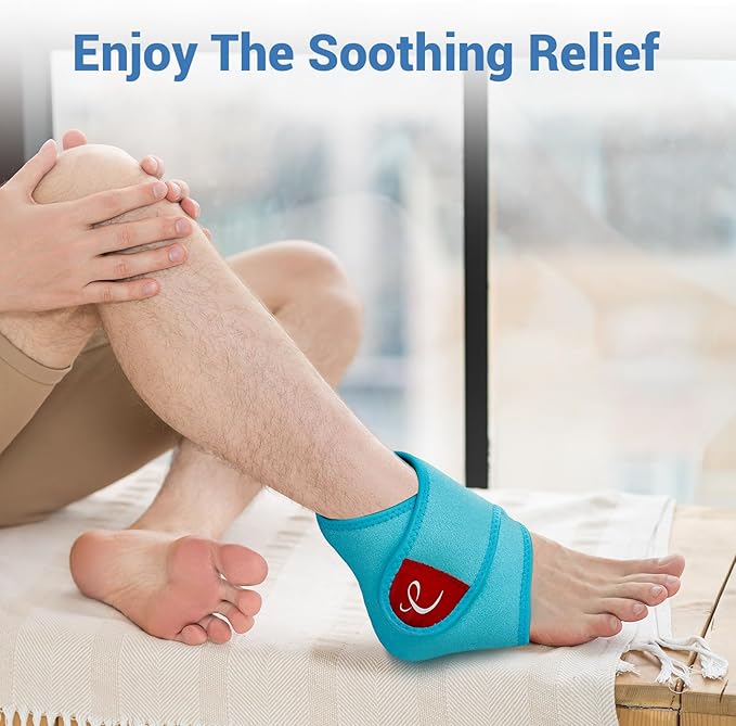 Comfytemp Ankle Ice Pack Wrap Brace for Swelling, Foot Pain Relief, 2 Gel Packs for Injuries Reusable, Hot Cold Compress Therapy for Plantar Fasciitis, Heel Spur, Achilles Tendonitis