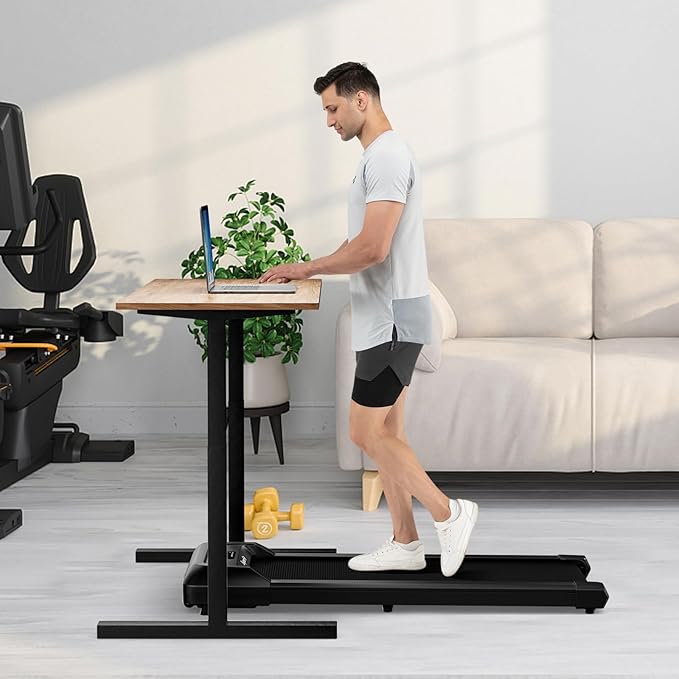GYMAX Walking Pad, 2.25HP Under Desk Treadmill with LED Display, Remote Control & 7-Layer Belt, Compact Portable Jogging Running Machine for Home Office Small Space