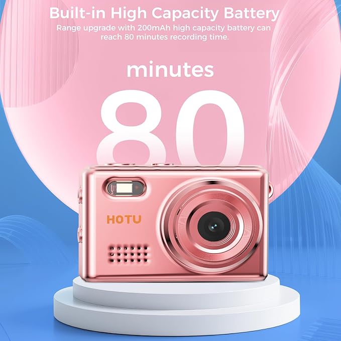 Mini Keychain Digital Camera, Y2K Pocket-Size Mini Camera, 2MP 1080P Small Camera with 32GB Card, Video Recorder with Long Battery Life for Travel, Party and Vlog (Rose Gold)