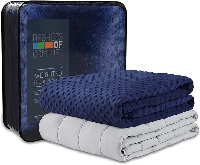 Degrees of Comfort King Size Weighted Blanket 30 lbs,Warm&Cooling Washable Heavy Blankets Adults Use(250~320lbs), Even Weight Distribution with Premium Glass Beads, 80x87 30lbs Navy