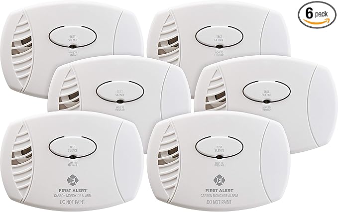 First Alert CO400 Carbon Monoxide Detector, Battery Operated, 6-Pack , White