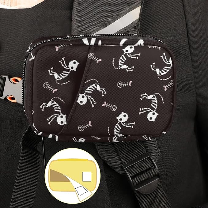 Halloween Skull Art Daily Pill Organizer Travel Medicine Container Holder Bag Small Weekly Pills Case Box 7 Day for Vitamin Supplement Medication