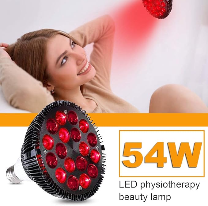 Red Light Therapy Lamp-54W 18 LED Infrared Light Therapy Device with Adjustable Lamp Holder, 660nm Red and 850nm Near Infrared for Face Body