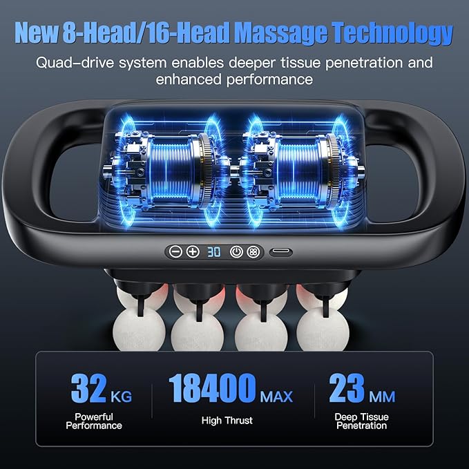 20 Heads Massage Gun Set, Deep Tissue Percussion Massager with 3 Modes&30 Intensities-Muscle Massage Gun for Back/Shoulder/Foot/Body/Hand Muscle Pain Relief,Birthday Gifts