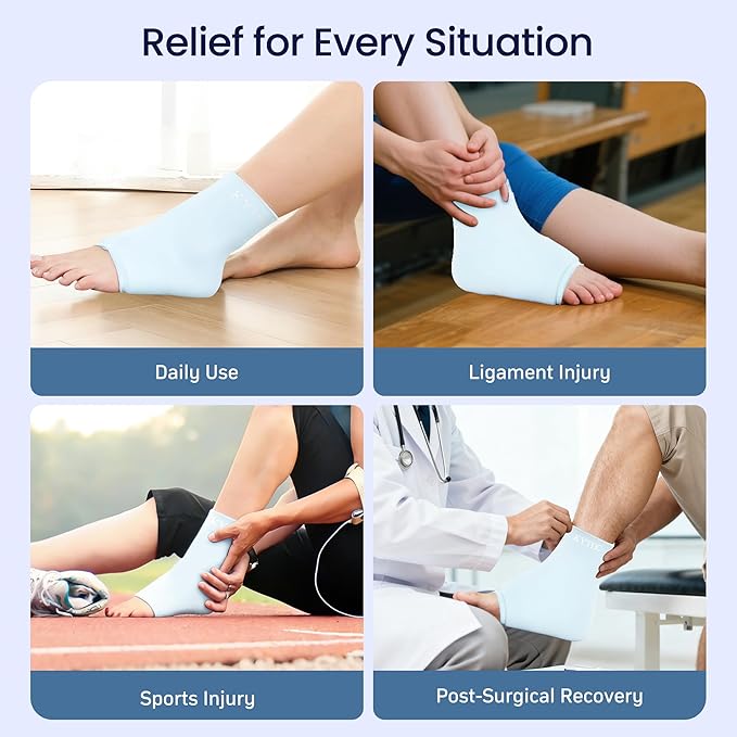 Ankle Ice Pack Wrap Reusable Gel Cold Compression Sleeve for Swelling, Sprained Ankle, Achilles Tendonitis & Plantar Fasciitis Relief（Blue，Small/Medium）