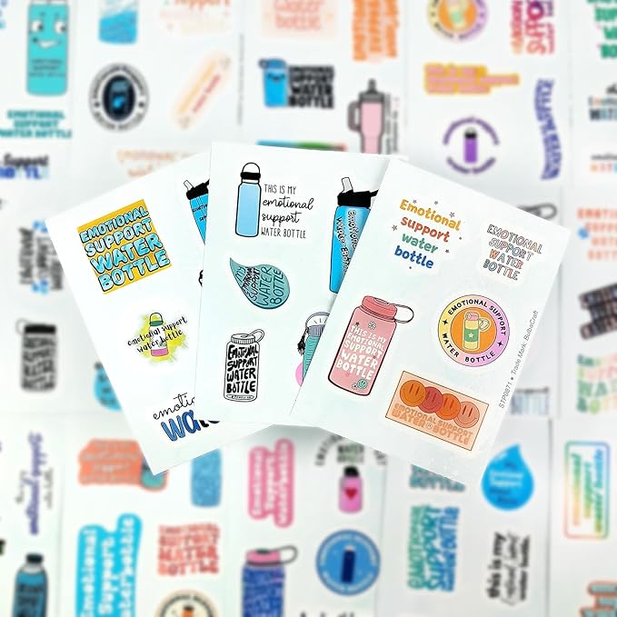 BulbaCraft Emotional Support Water Bottle Stickers, Emotional Support Water Bottle Gifts, Gifts for Women & Men