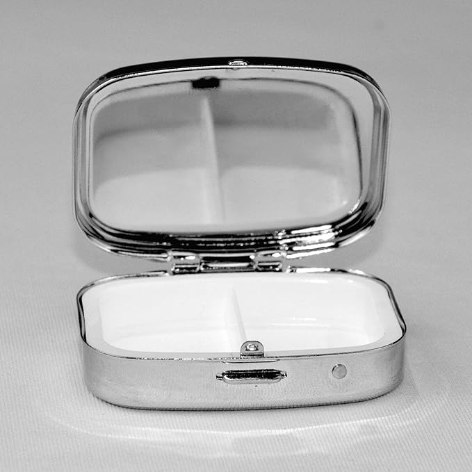 Purple Blue Glitter Pattern Pill Box 2 Compartment Medicine Pill Case Portable Pill Box for Pocket or Purse Pill Box