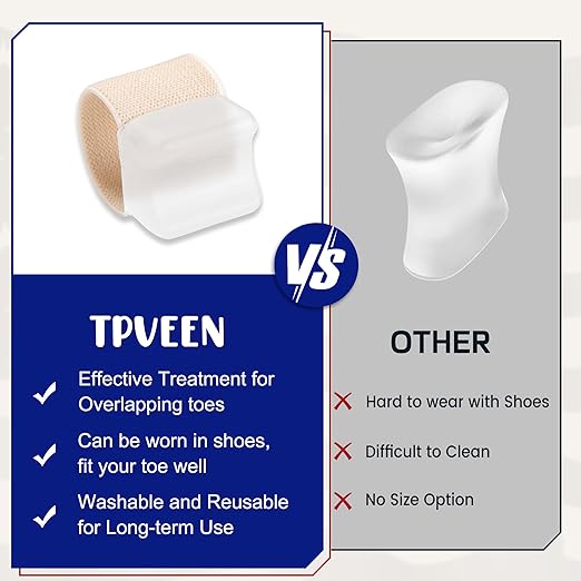 Orthopedic Gel Toe Separators for Overlapping Toes,Big Toe Spacers for Hallux Valgus Corrector with Shock Absorption, All-Day Comfort for Men & Women. (BEIGE, WOMEN(4.5-6.5))